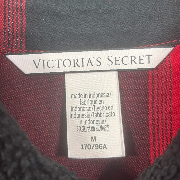 Victoria Secret Womens Plaid Flannel Button Y2K Top Medium Red Black Grunge - Picture 4 of 7